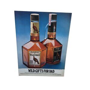 Vintage Wild Turkey Bourbon Ad “Gifts for Dad” 1980s Whiskey Print Poster
